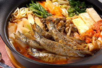 ししゃも鍋(キムチ味)