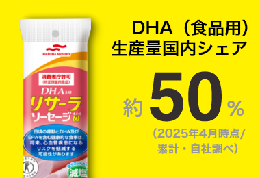 DHA（食品用）生産量国内シェア約50%