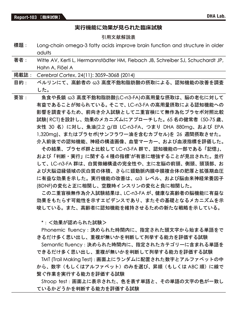 実行機能に効果が見られた臨床試験