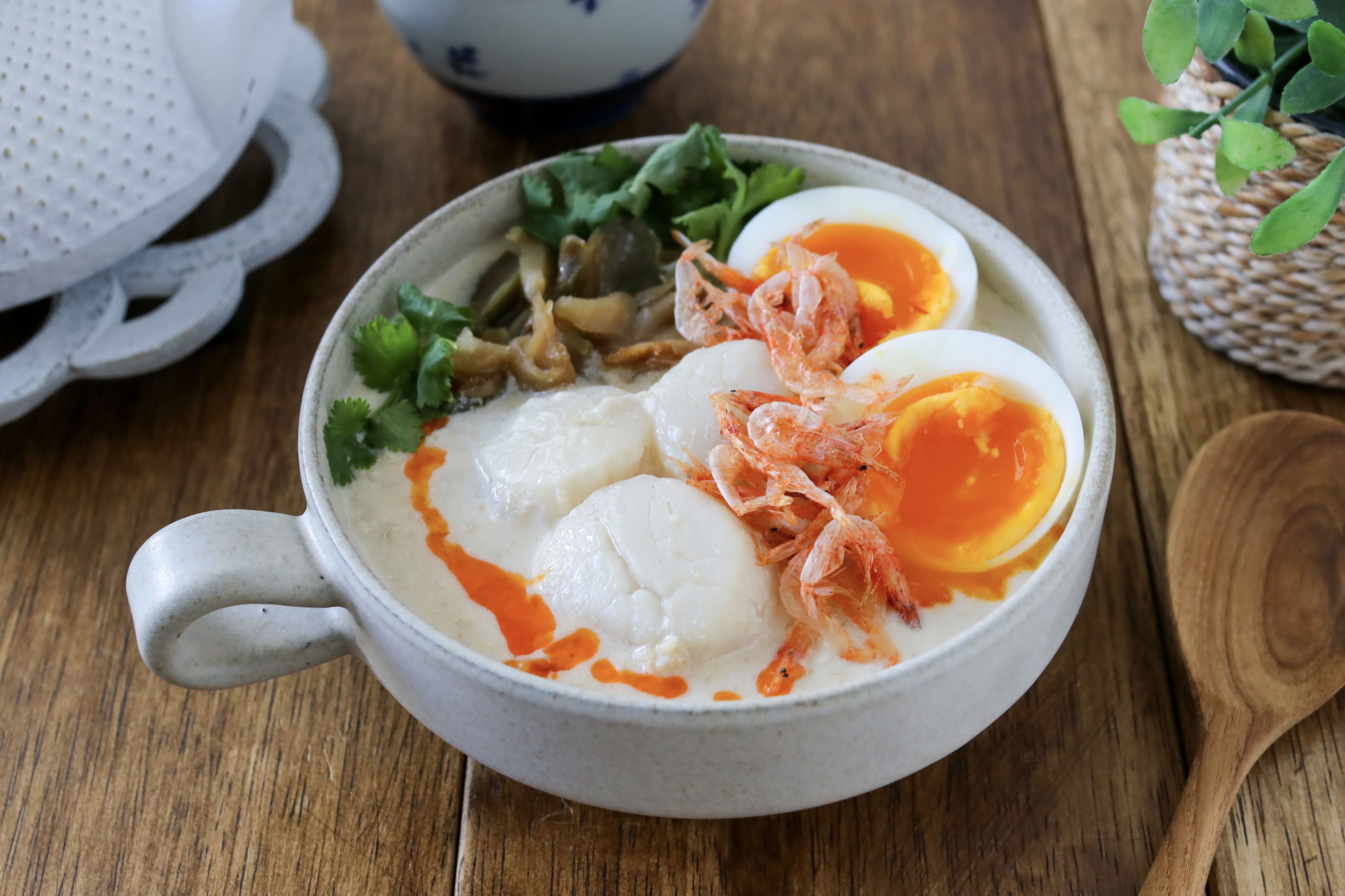 ほたてとオートミールの豆乳粥風