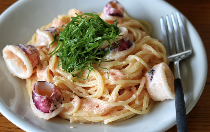 料理家 橋本彩さん考案 ヤリイカとたらこの和風パスタ