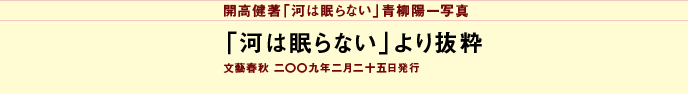 開高健著「河は眠らない」青柳陽一写真
「河は眠らない」より抜粋
文芸春秋　　二〇〇九年二月二十五日発行