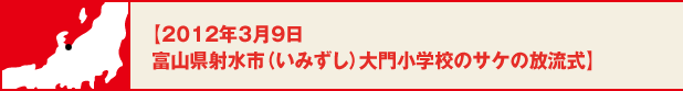 【2012年3月9日　富山県射水市（いみずし）大門小学校のサケの放流式】